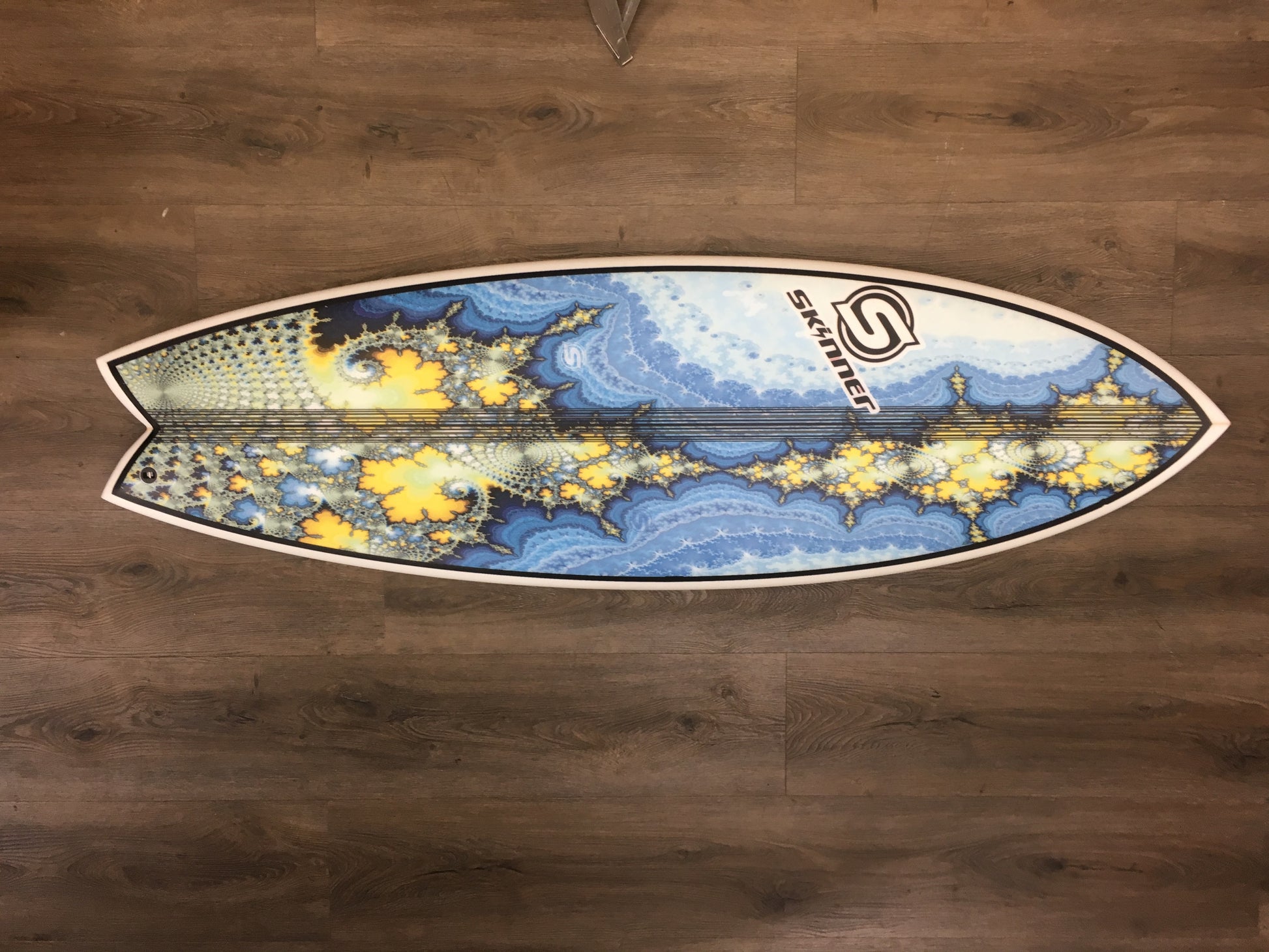 SOLD Skinner 5'7 x 20.75" x 2 7/16" 30.6 Liters Twin Fin + Swallow Tail EPS Epoxy Surfboard with Digital Print Surfboard