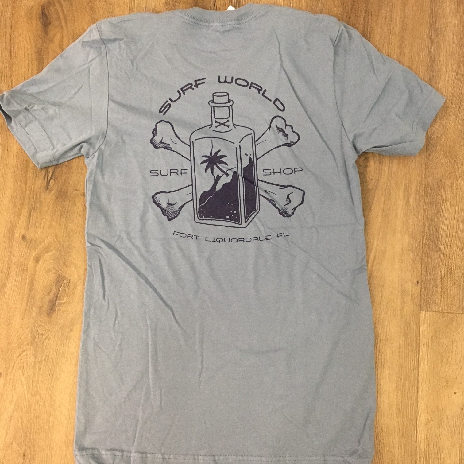 Surf World Fort Liquordale Tee Shirt - White - Slate Blue and even a Tank Top Mens T Shirt Slate Blue