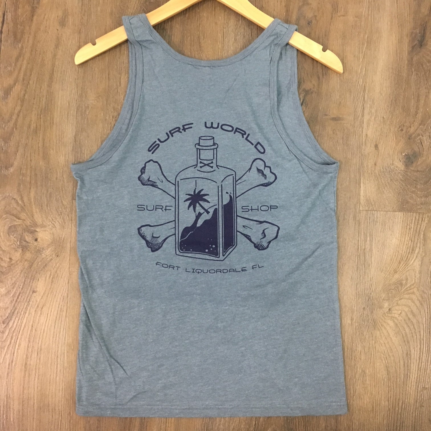 Surf World Fort Liquordale Tee Shirt - White - Slate Blue and even a Tank Top Mens T Shirt Heather Blue Tank