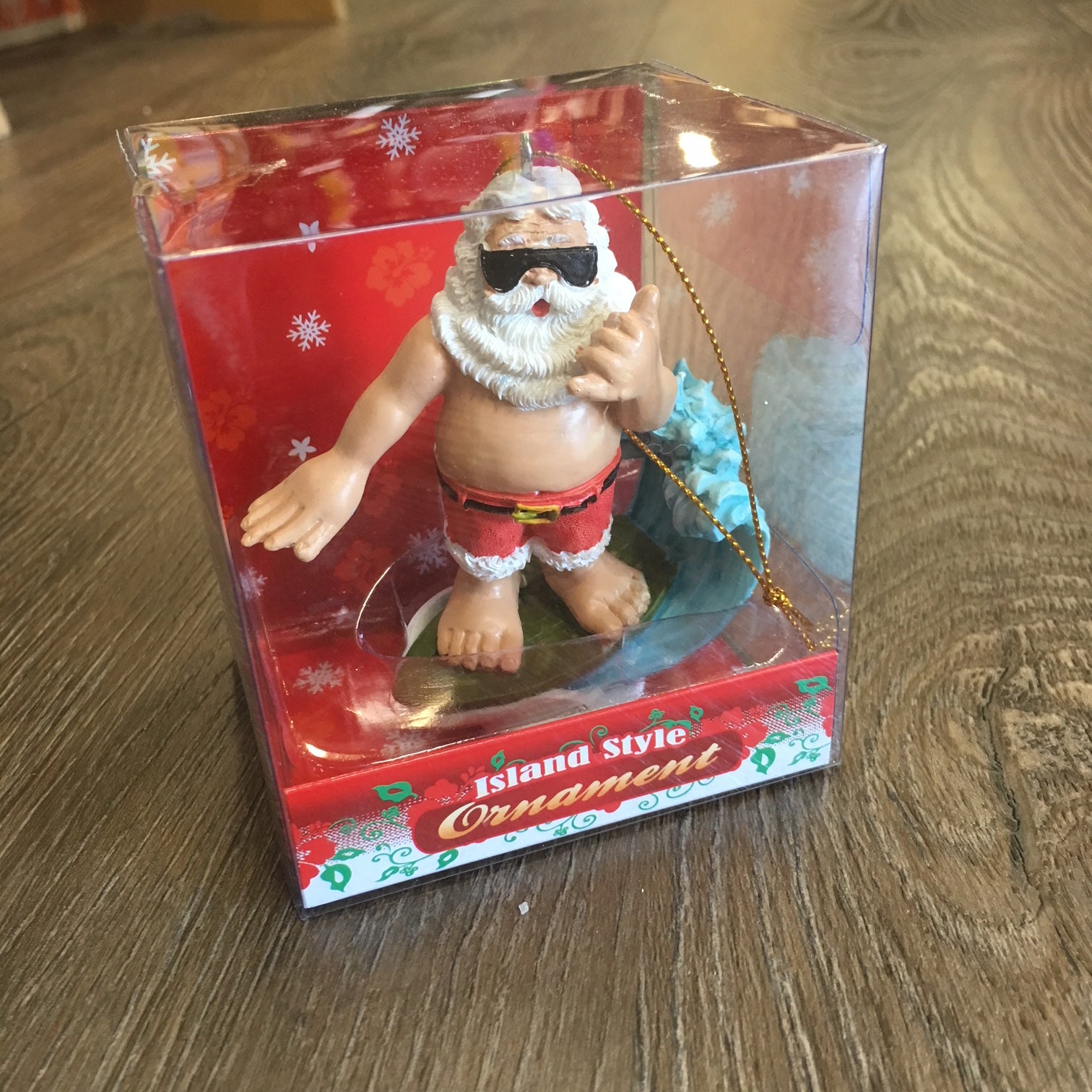 Surfing Shaka Santa Christmas Ornament 3" x 3" Ornament