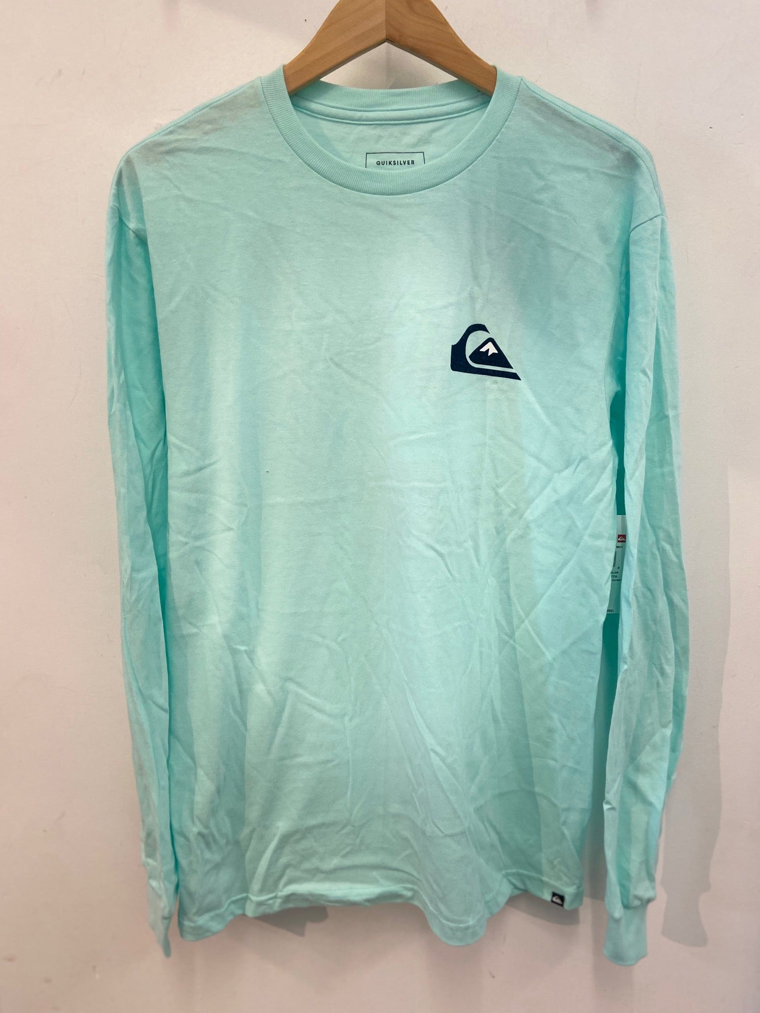 Quiksilver Old Friends Men's LS Tee Shirt - Aqua Mens Longsleeve Tee