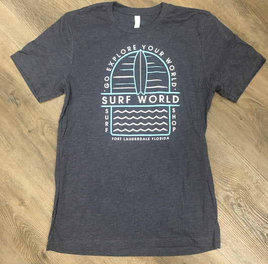 Surf World Go Explore Tee - Navy Heather Mens T Shirt