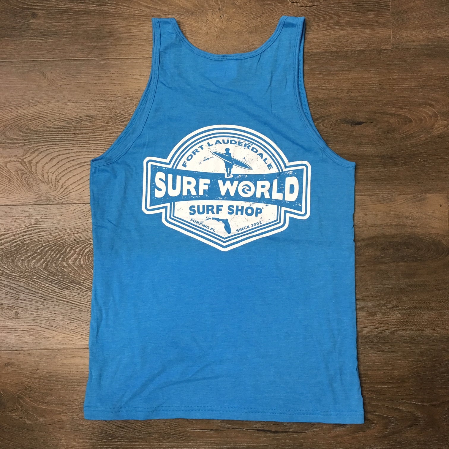 Surf World LB Florida Tank Top - Brite Heather Blue or Heather Slate Mens Tank Brite Blue