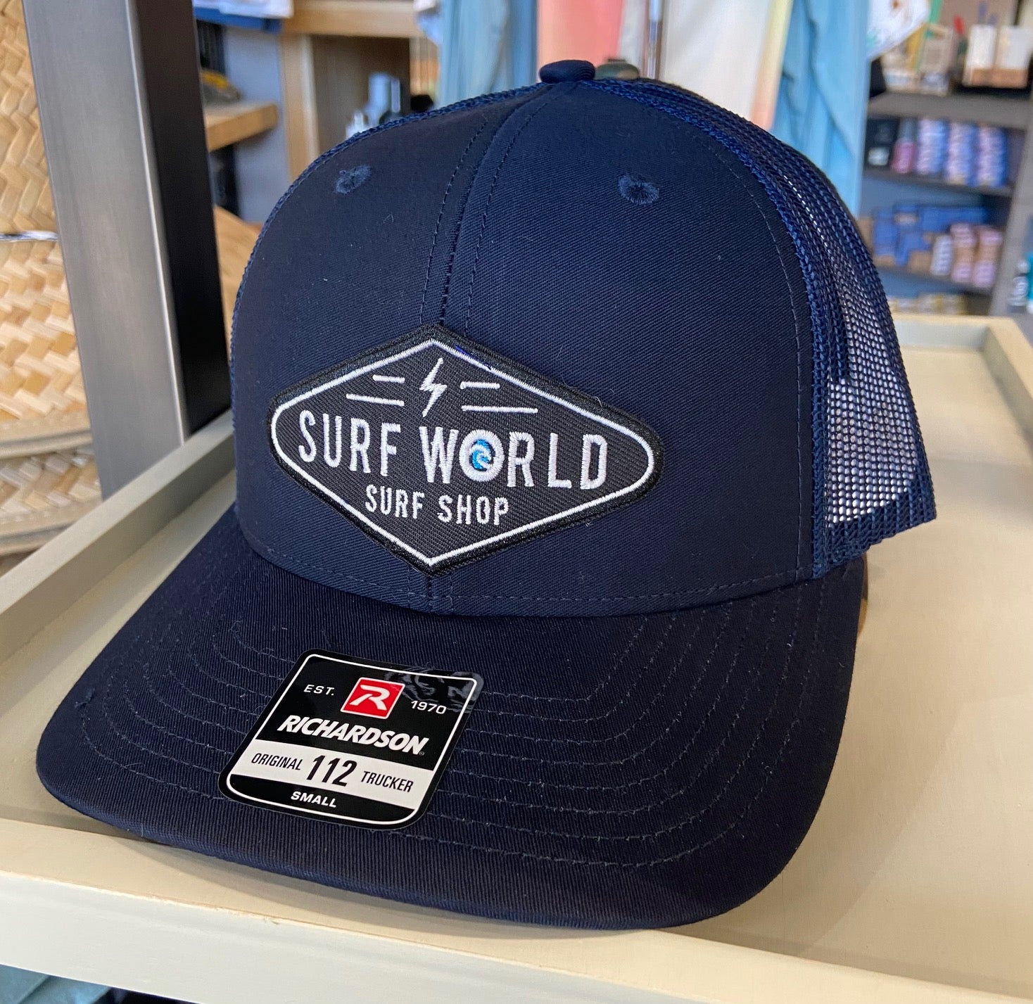 Surf World Retro Trucker Hat - Boltz- Multiple colors Mens Hat All Over Navy