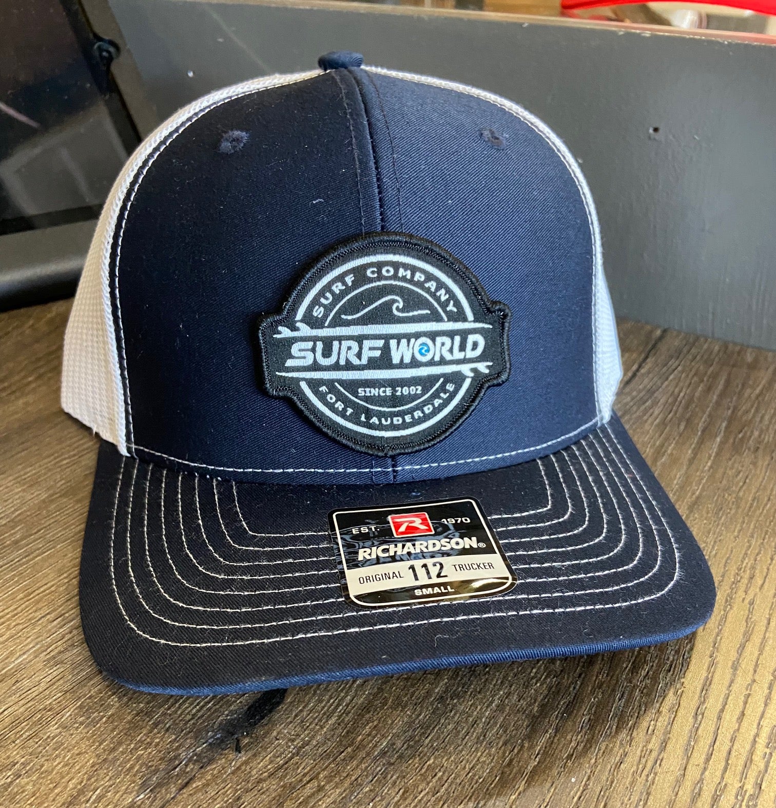 Surf World Double Boards Trucker Hat Mens Hat Nvy White Small