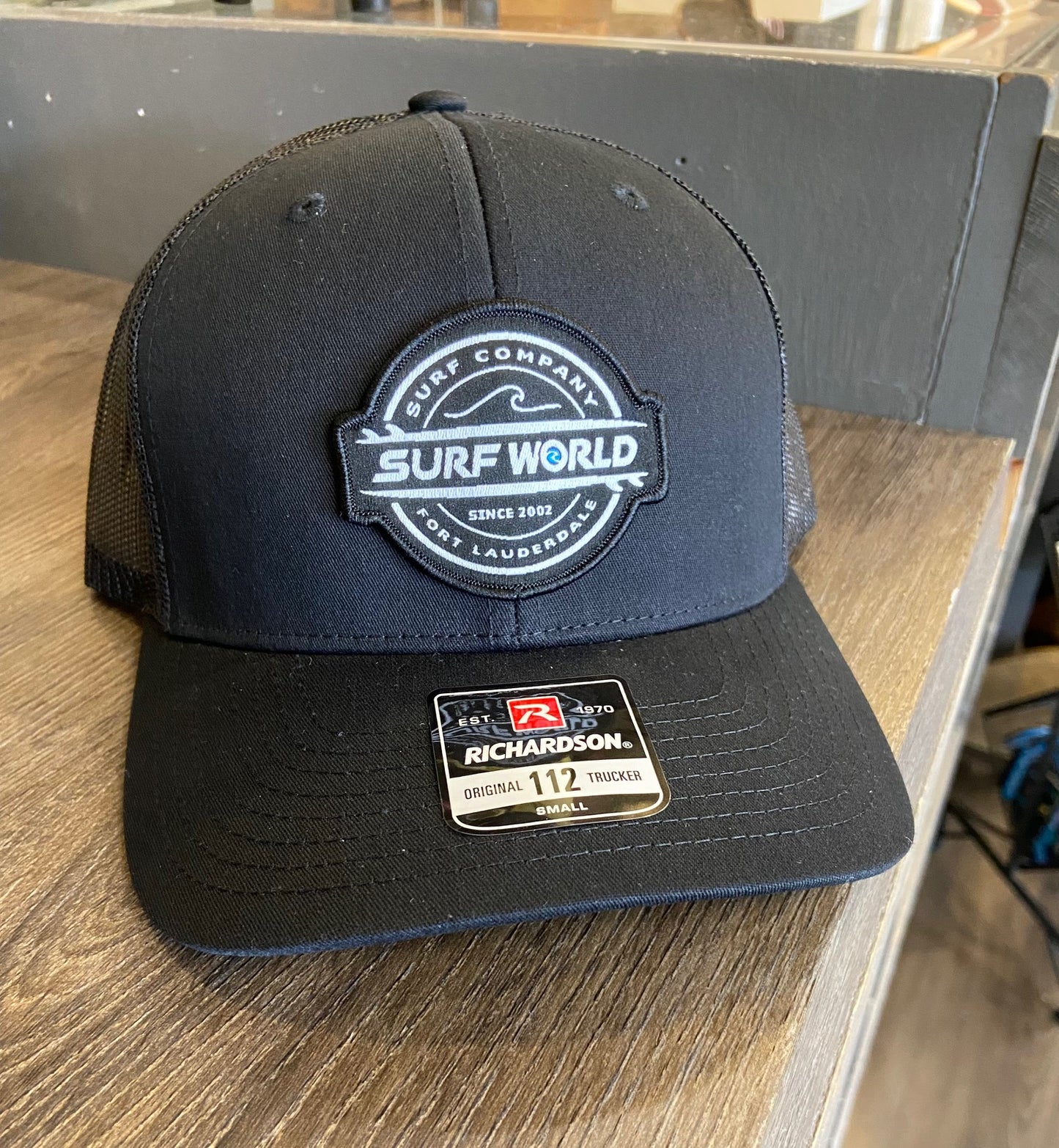 Surf World Double Boards Trucker Hat Mens Hat All Black Small