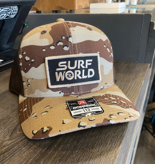 Surf World Snap Back Trucker Hat - Rectangle Mens Hat Desert Camo
