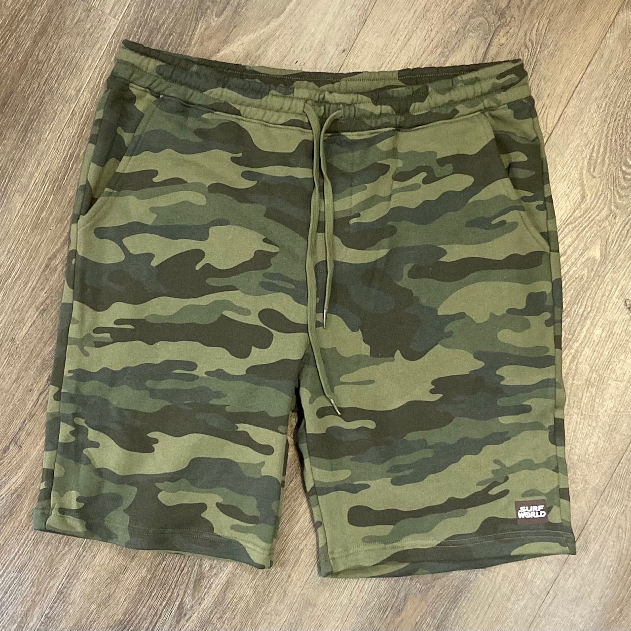 Surfworld Fleece Shorts - Green Camo Mens Shorts