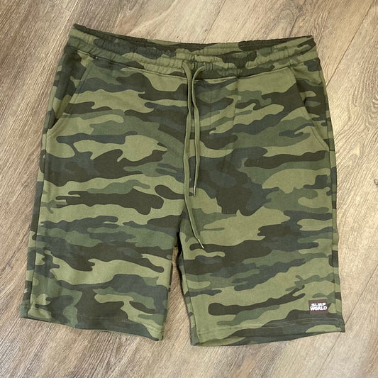 Surfworld Fleece Shorts - Green Camo Mens Shorts