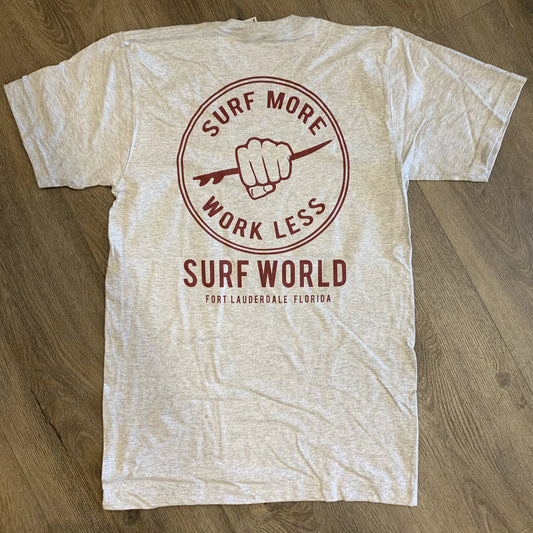 Surf World Work Less Surf More Tee - Heather Grey Mens T Shirt