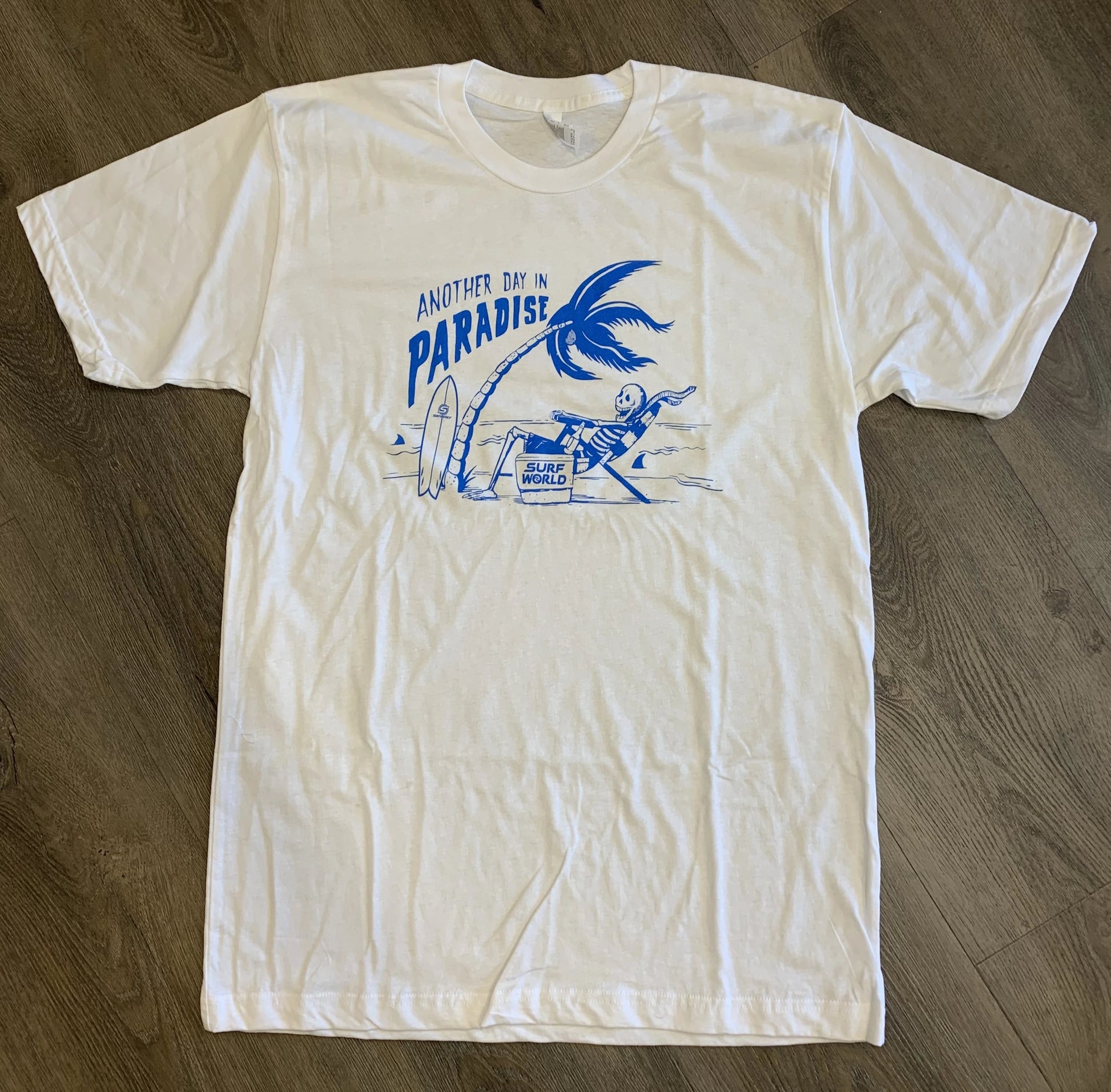 Surf World Another Day in Paradise Tee - Pink - White - Light Blue Mens T Shirt XXL-Wht