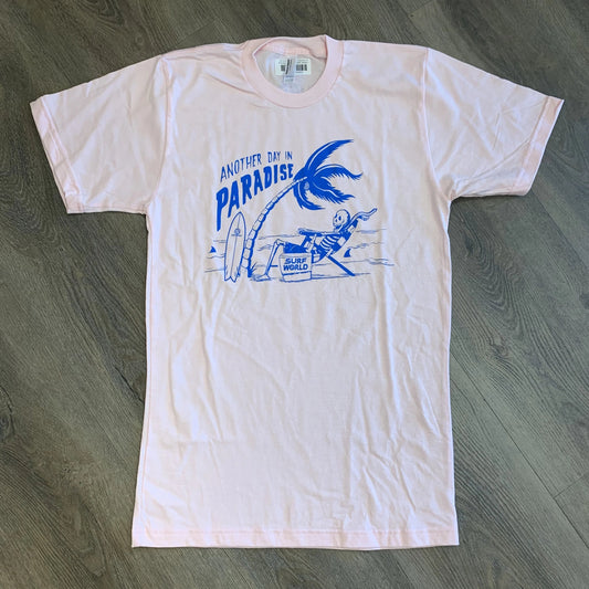 Surf World Another Day in Paradise Tee - Pink - White - Light Blue Mens T Shirt