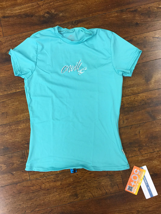 Oneill Women's Light Aqua Skins RG8 Short Sleeve Crew Womens Rashguard