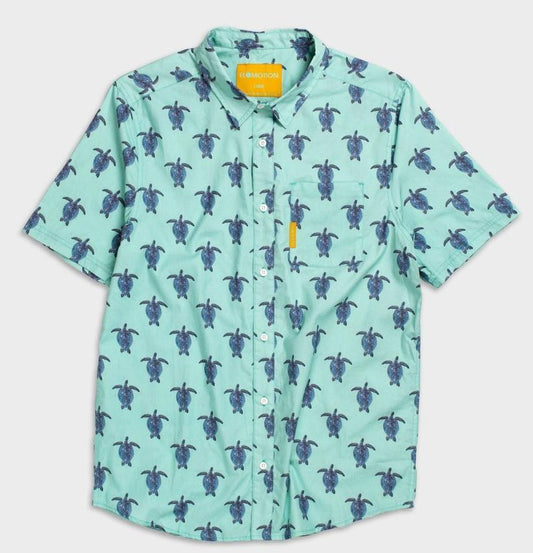 Flomotion Turtle Men's Woven Shirt - Mint Mens Woven Shirt