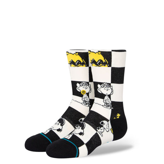 Stance Peanuts Checked Crew Sock - Black White Socks