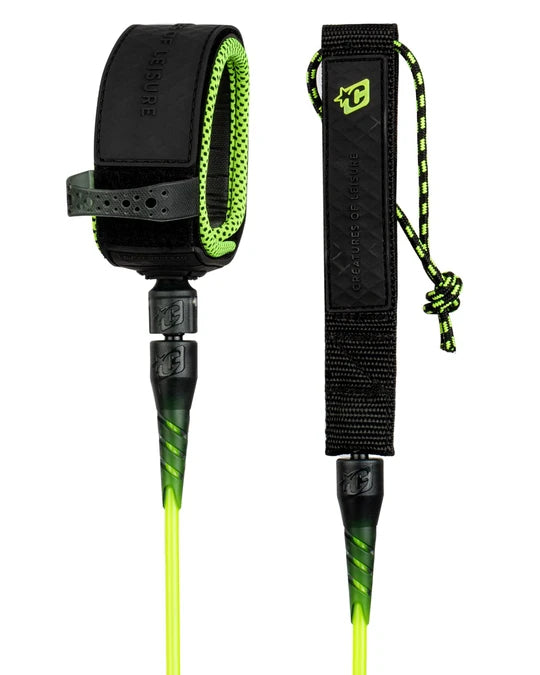 Crreatures Of Leisure Reliance Lite 6" Surfboard Leash - AST Colors surf leash Black Lime