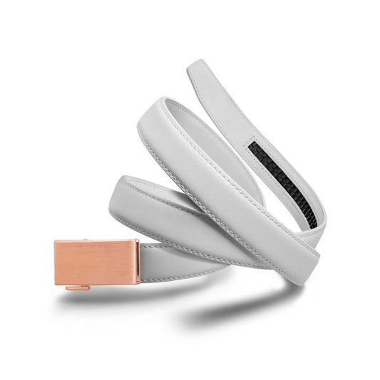 Mission Belts 1" Womens Rose Gold White Leather Rachet Belt belt