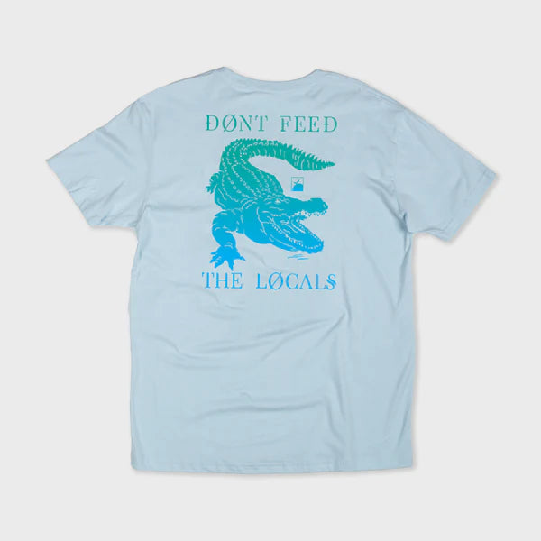 Flomotion Don't feed the locals OG Gator Tee Shirt - Light Blue 1 Mens T Shirt