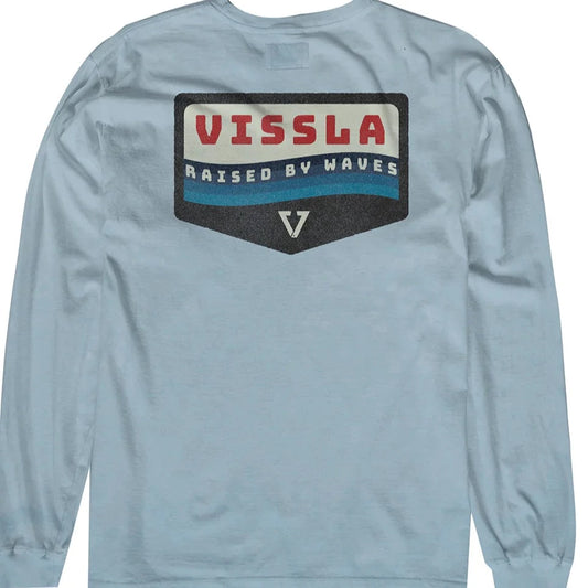 Vissla Wavy LS Mens Pocket T Shirt - Light Blue Mens T Shirt