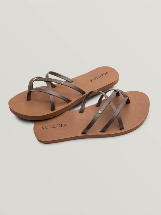 Volcom New School II Womens Sandals - Black / Brown / White Womens Footwear Brown