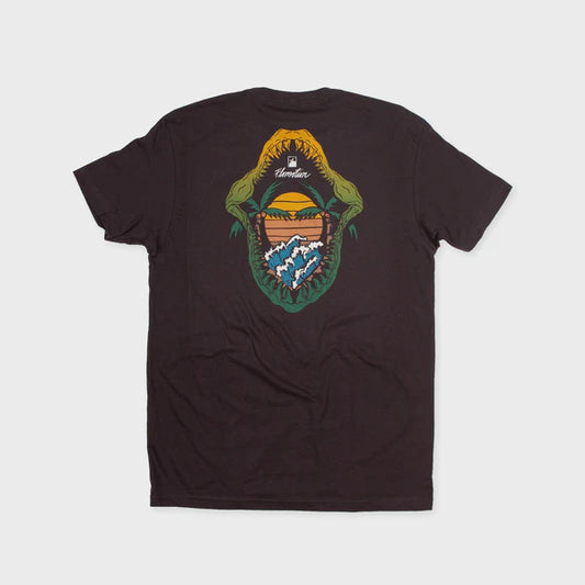 Flomotion Jaws Tropical Greetings Shark Mens T Shirt - Black Mens T Shirt
