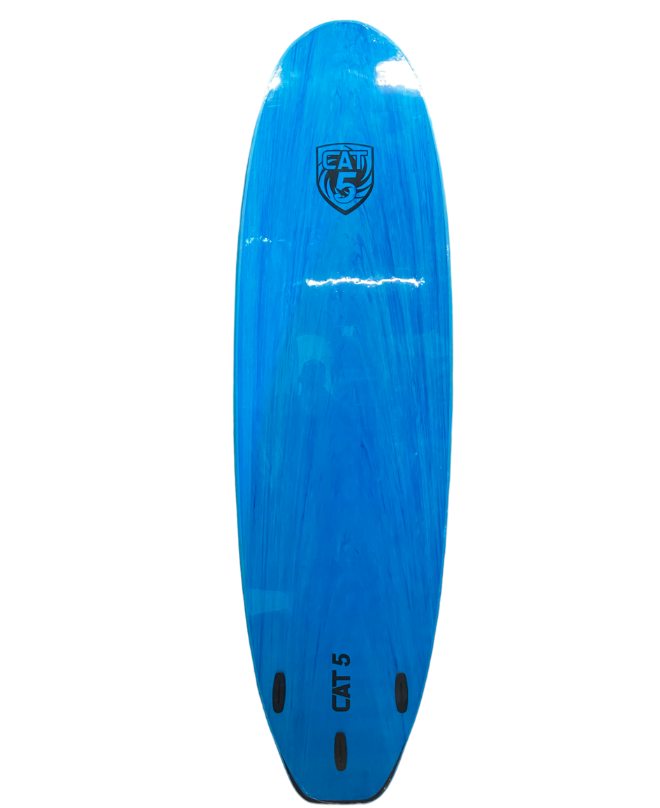 Cat 5 Soft Surfboard 8' Mega Wide Blue with Marble Bottom Softboard