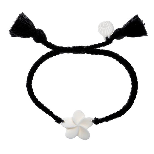 Wanderer Plumeria Bracelet tassel - Black Jewelry