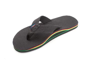 Rainbow Men's Hemp Black / Rasta Single Layer Arch Sandals RastaHMP Mens Footwear