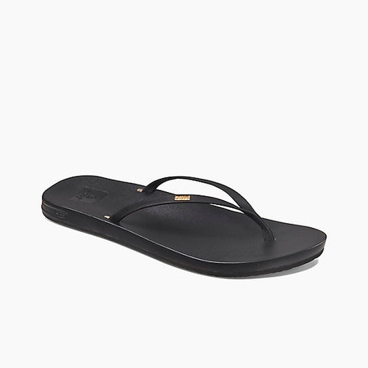 Reef Cushion Slim Women's Thin Sandals - Black Womens Footwear