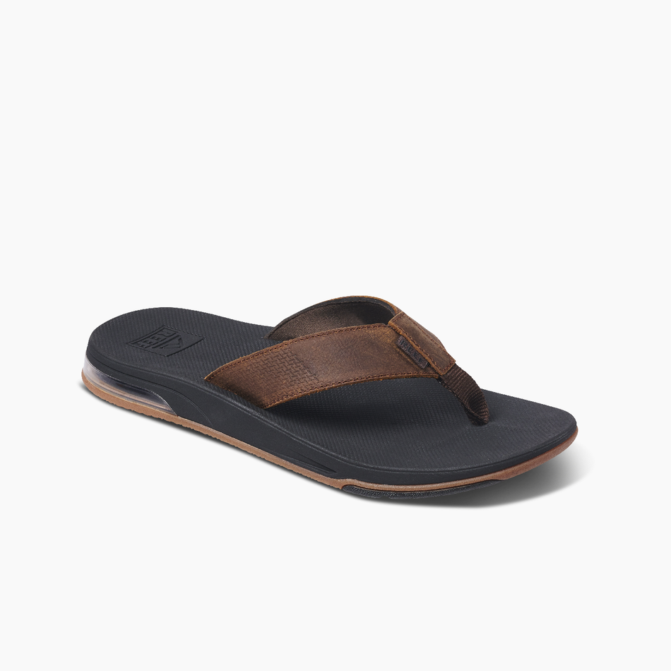Reef Leather Fanning Low Men's Sandals - Dark Brown Mens Footwear