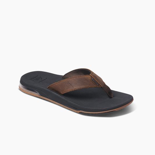 Reef Leather Fanning Low Men's Sandals - Dark Brown Mens Footwear
