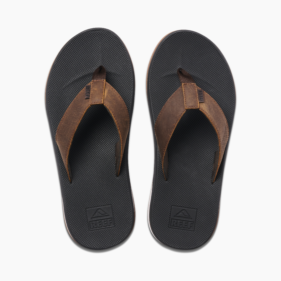 Reef Leather Fanning Low Men's Sandals - Dark Brown Mens Footwear