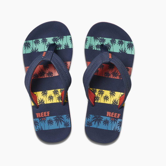 Reef Little Ahi Boys Sandals - Navy Palm Stripe youth footwear