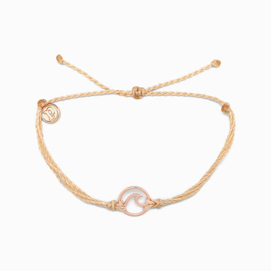Pura Vida Rose Gold Wave Charm Bracelet - Sand Jewelry