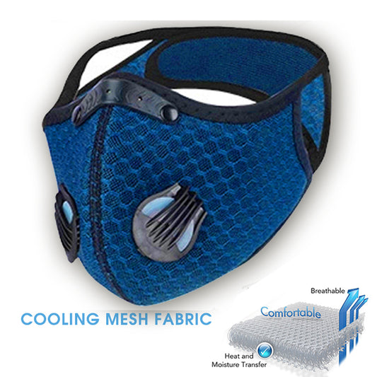 The perfect gym mask 3d cool mesh material with filter - Royal Blue Face Cover Royal Blue