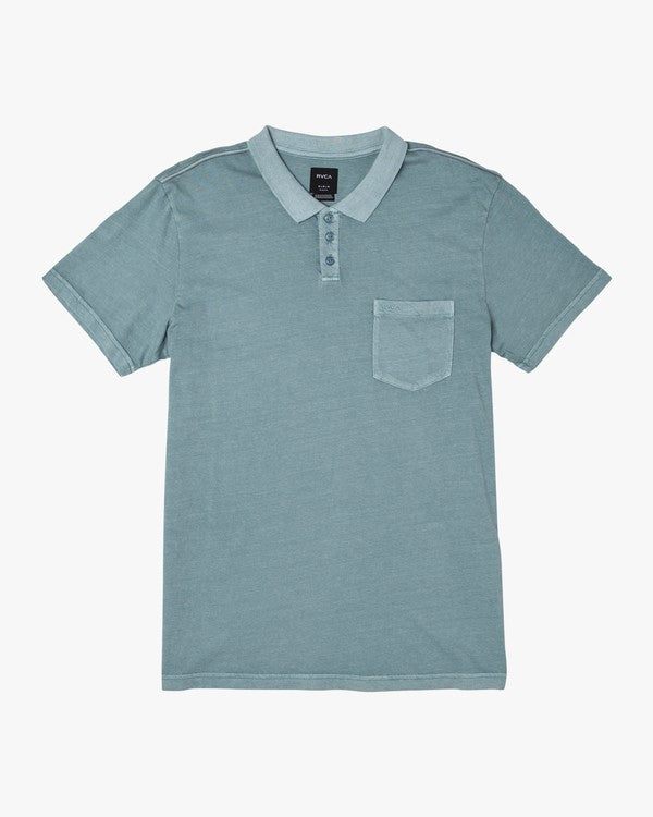 RVCA PTC Pigment Polo SS Mens Polo Shirt - Dusty Rose / Blue Haze Men's Polo