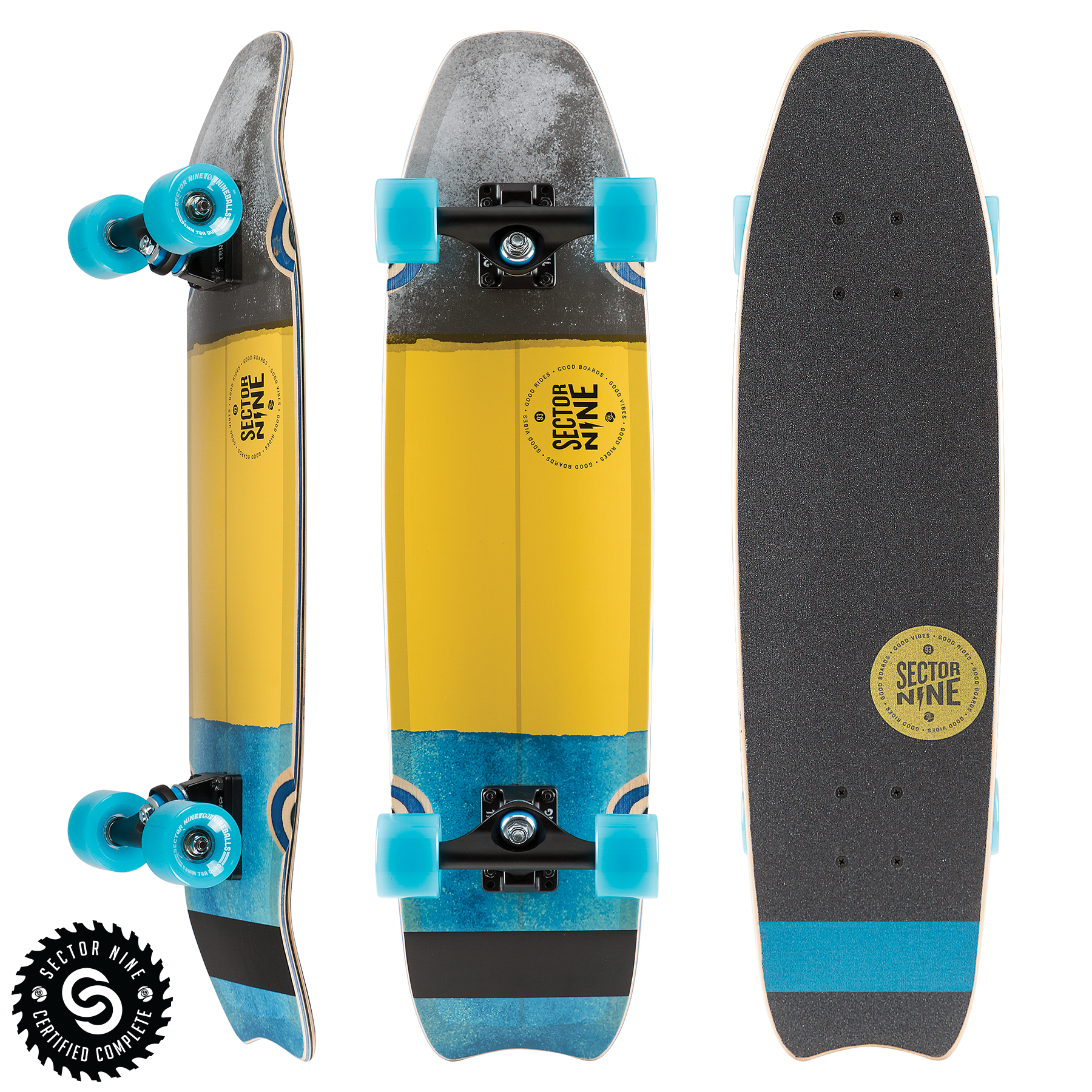 Sector 9 Shark Bite Complete Skateboard - Yellow Longboard Skateboard