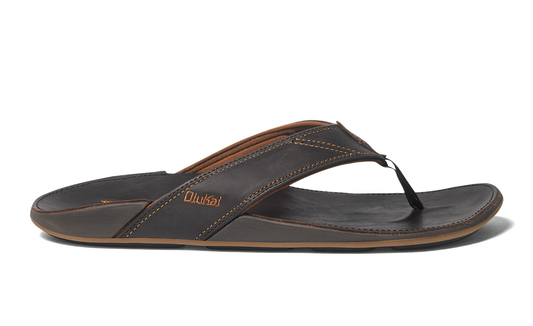 Olukai Nui Men's Leather Java Sandals - Dark Java / Dark Java Mens Footwear