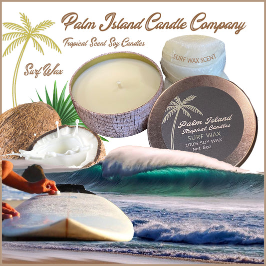 Palm Island Candle Co. 8oz Wood Print Metal Tin - Surf Wax Scent Candle