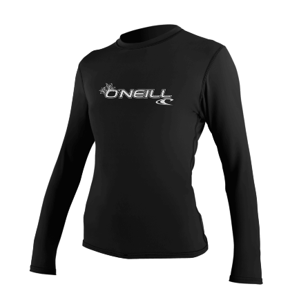 Oneill Women's Basic Skins L/S Rash UV 50+ Tee Black 4340 Womens Rashguard