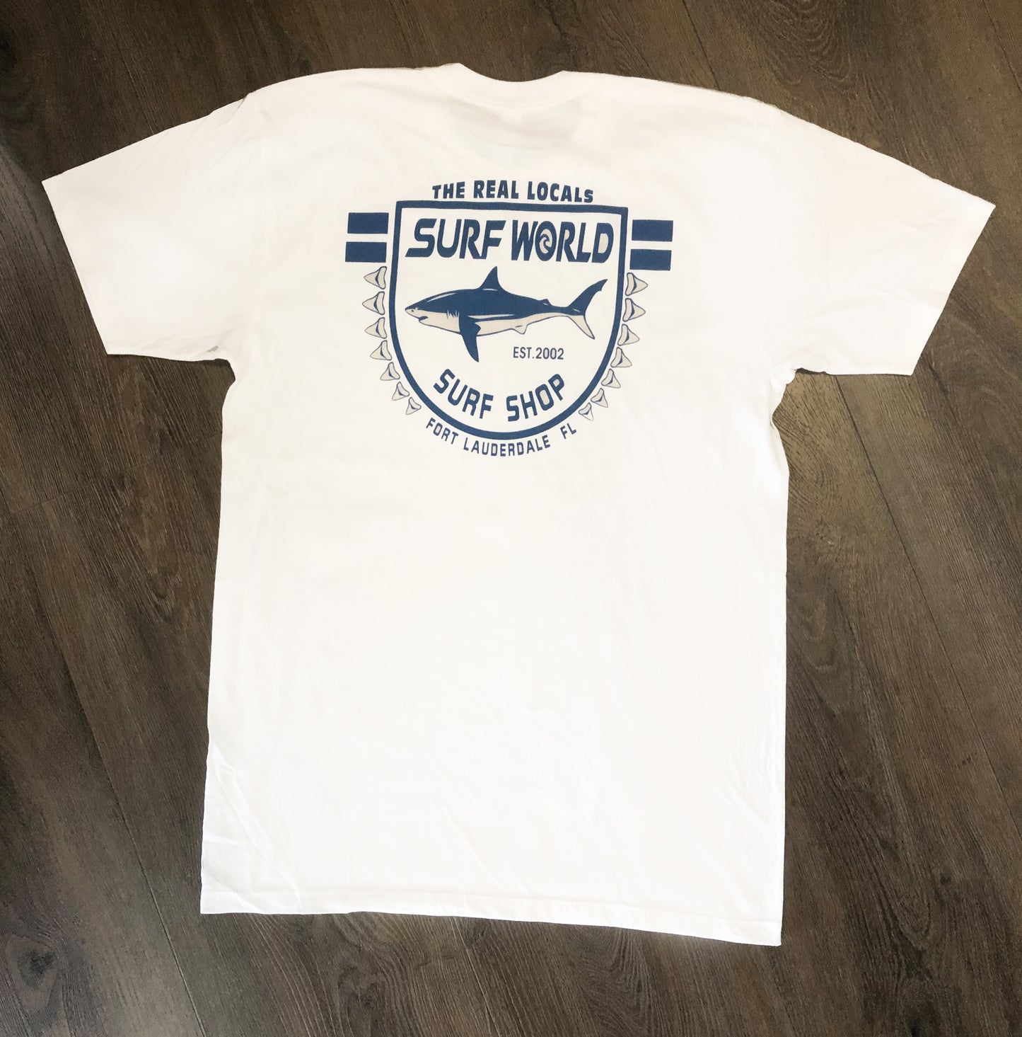 Surf World Sharks are the Real Locals - White Mens T Shirt