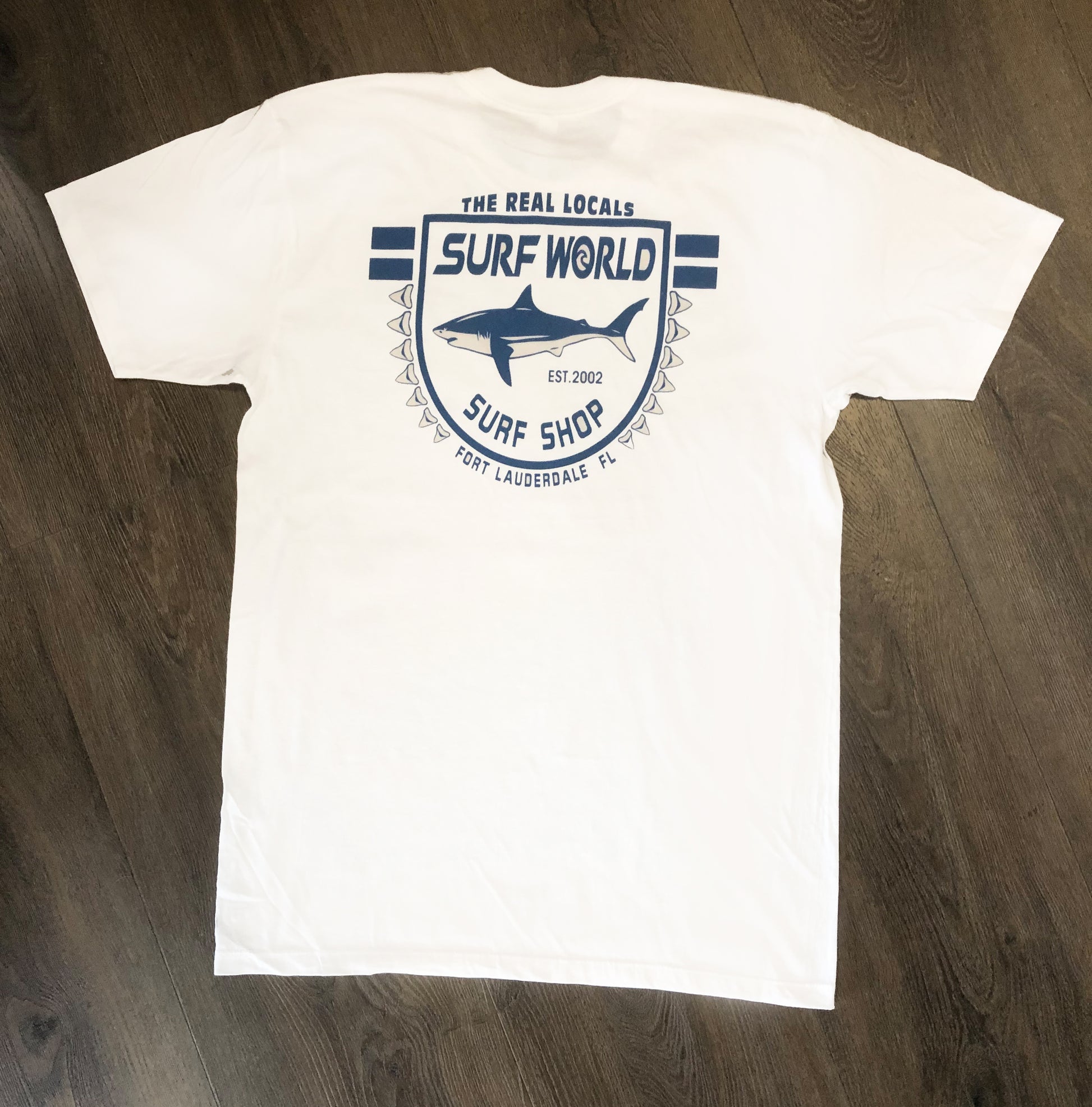 Surf World Sharks are the Real Locals - White Mens T Shirt