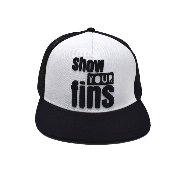 Show Your Fins Flat Bill Trucker Hat - Black Mens Hat