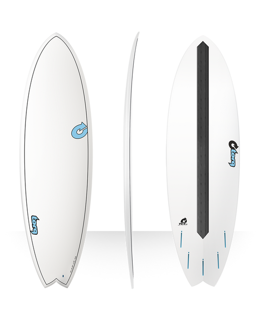 Torq TET-CS 6'10" Fish Surfboard - White Carbon Strip Surfboard