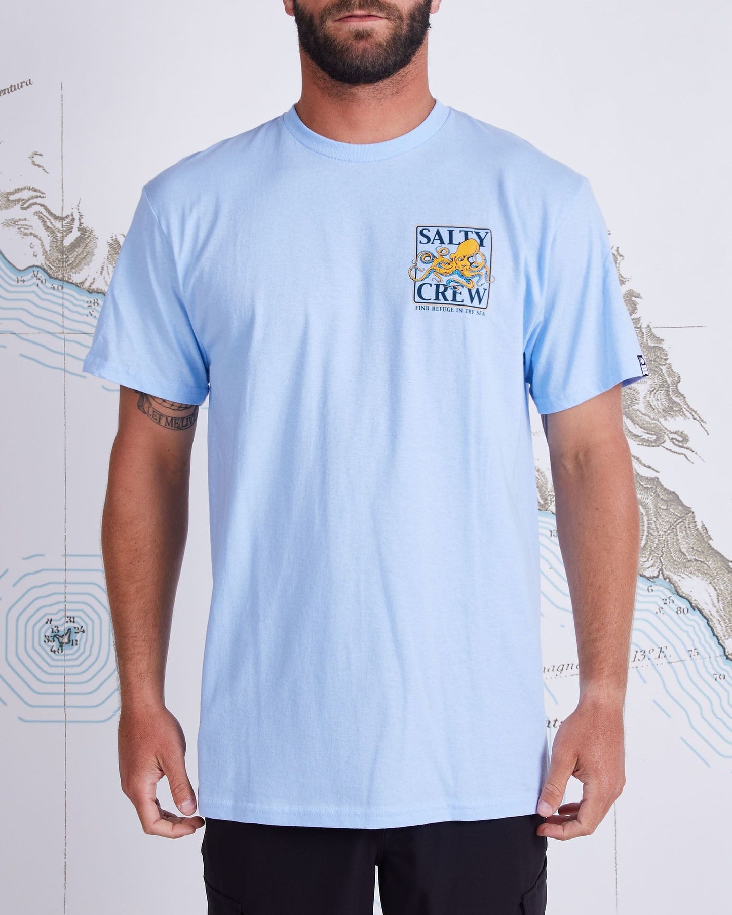 Salty Crew Ink Slinger Standard S/S Tee - Light Blue Mens T Shirt