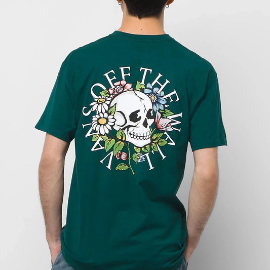 VANS Floral Skull SS Tee-Shirt - Forest Green Mens T Shirt