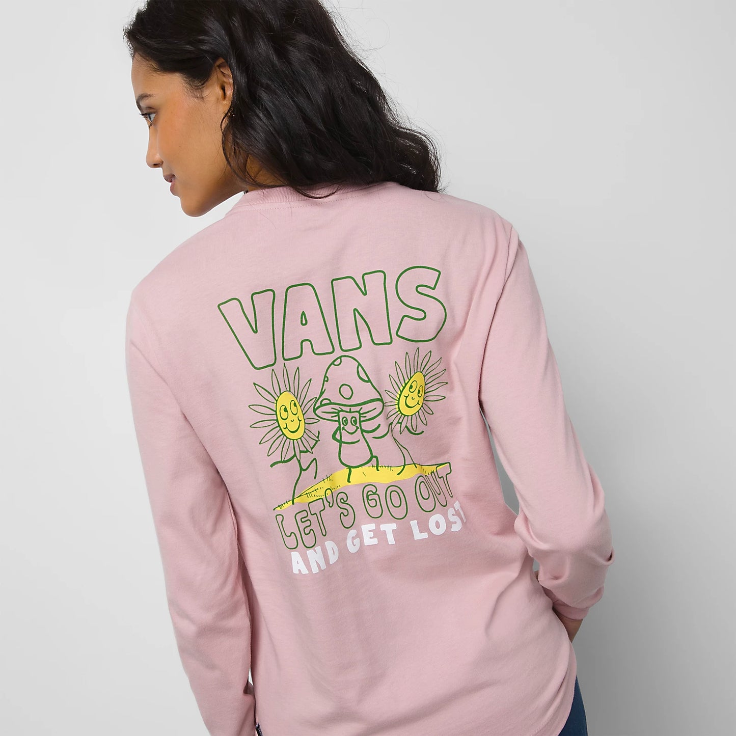 Vans Get Lost Women's LS Boyfriend Tee - Dusty Pink Womens T Shirt