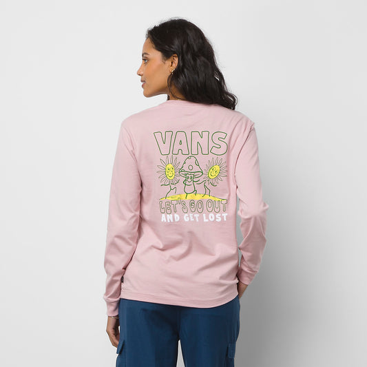 Vans Get Lost Women's LS Boyfriend Tee - Dusty Pink Womens T Shirt