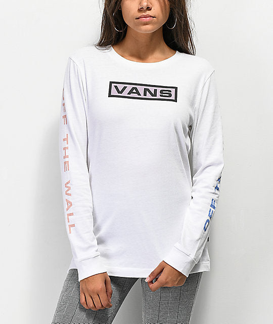 Vans New Flat Women's Long Sleeve Tee - White Womens T Shirt