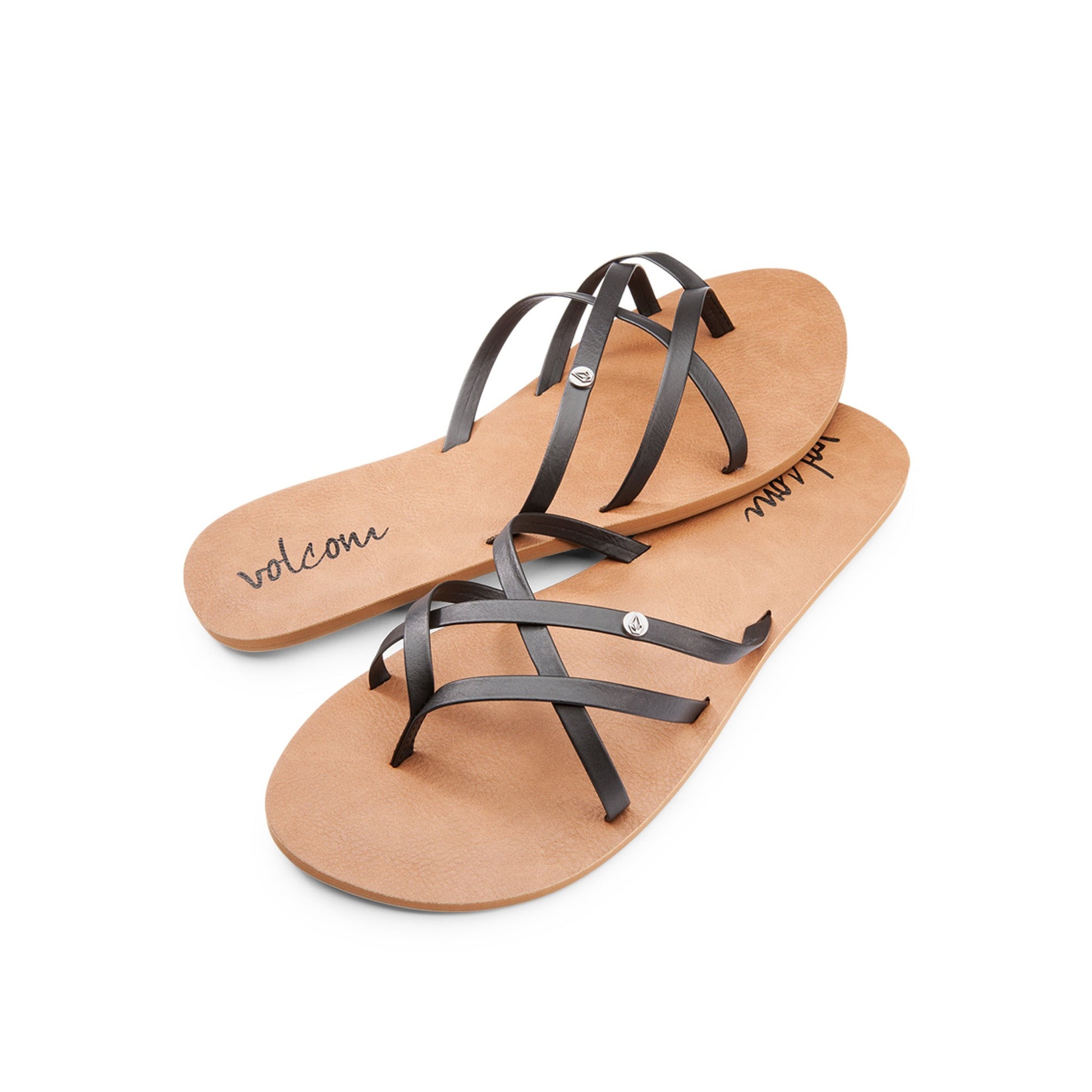 Volcom Women's New School Sandals - Black and Coral Womens Footwear